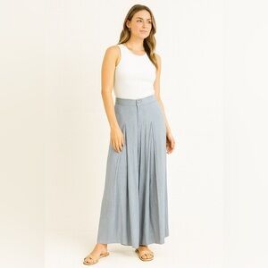 Eighty2 Light Blue Wide Leg Pants Size M Linen Viscose Blend Resort Chic
